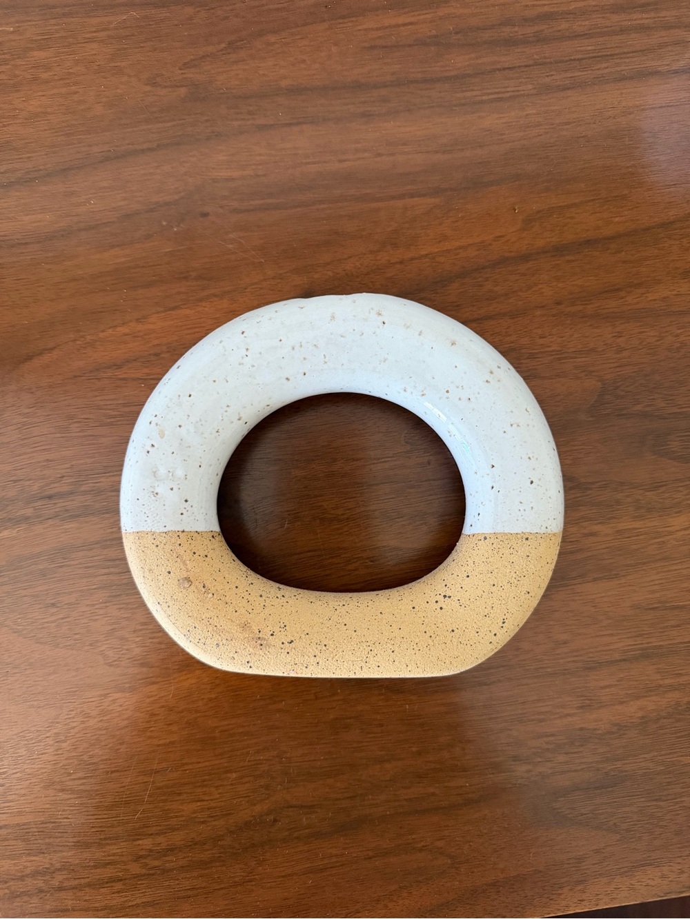Minimal Two-Tone Ceramic Home Art Vase - White and Tan